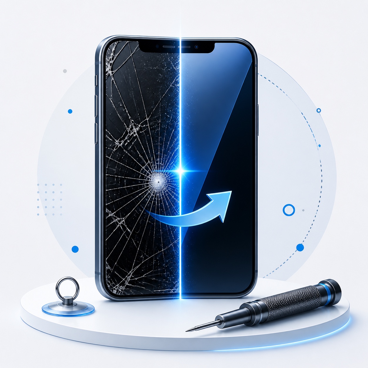 Illustration of smartphone screen repair